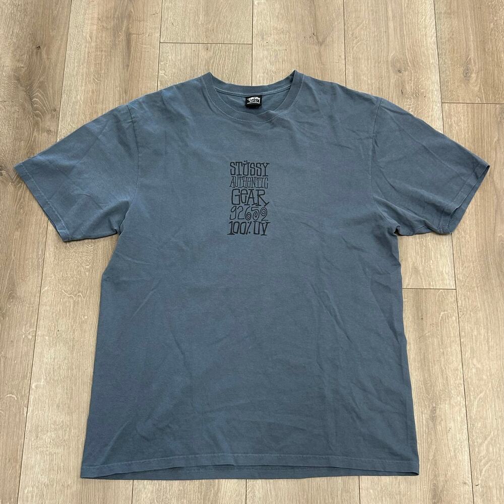 Stussy Authentic Gear Pigment Dyed Tee T Shirt Navy Size Large L SF